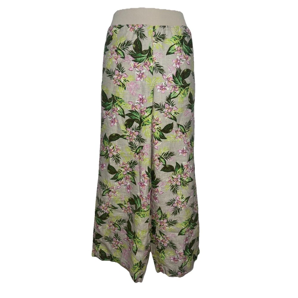 J. Jill Tropical Print Cropped Pants - Green and Pink